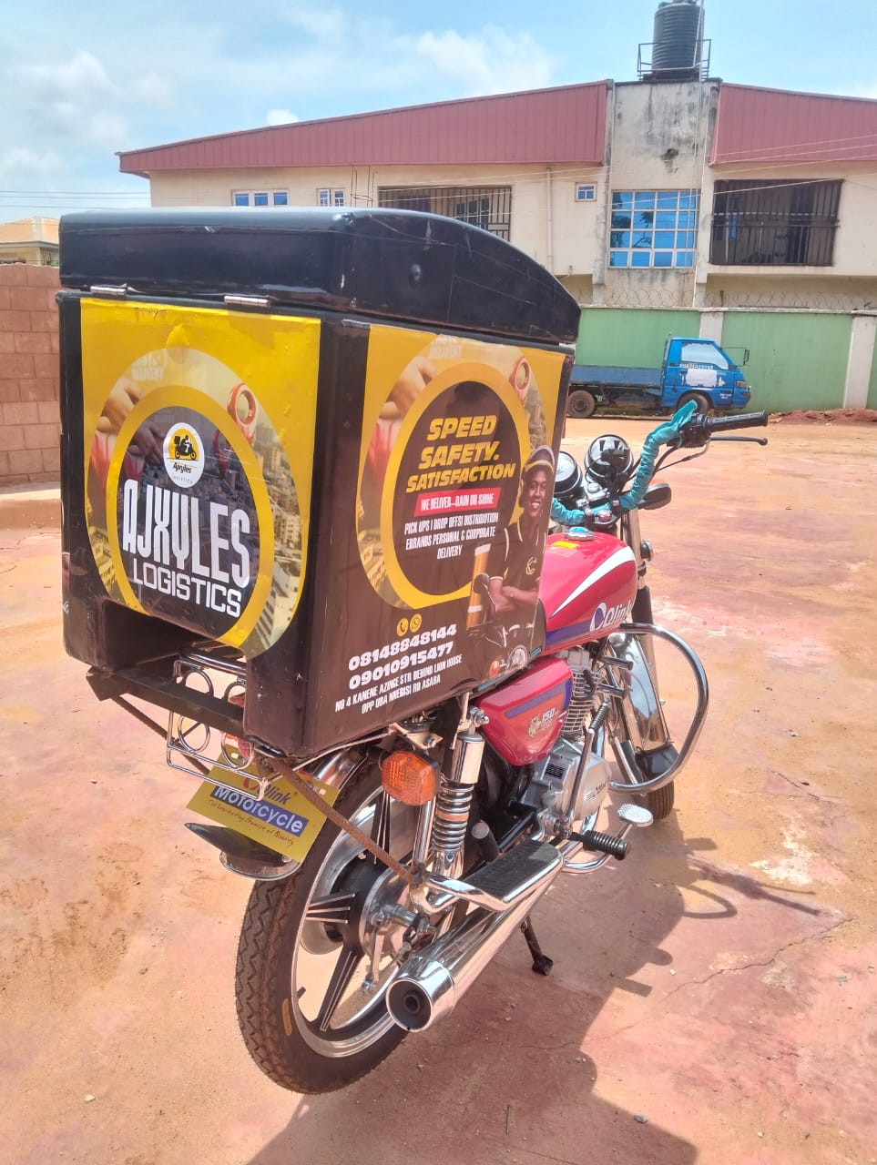 Ajxyles branded delivery motorcycle